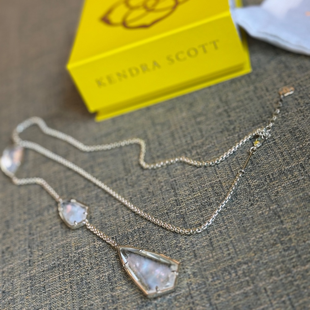 Kendra Scott Charlotte 14k Gold Plated Ivory Mother of Pearl Drop Necklace - Picture 2 of 12